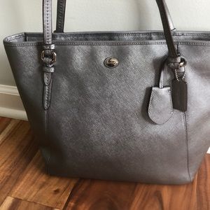 Silver Gray Coach tote
